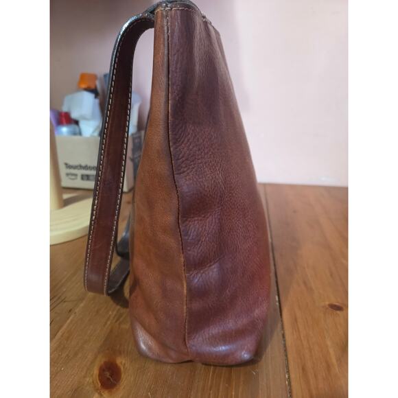 Vintage Italian Leather Boho Hobo Genuine Leather Bag Pelletteria Toro Firenze - Picture 6 of 10